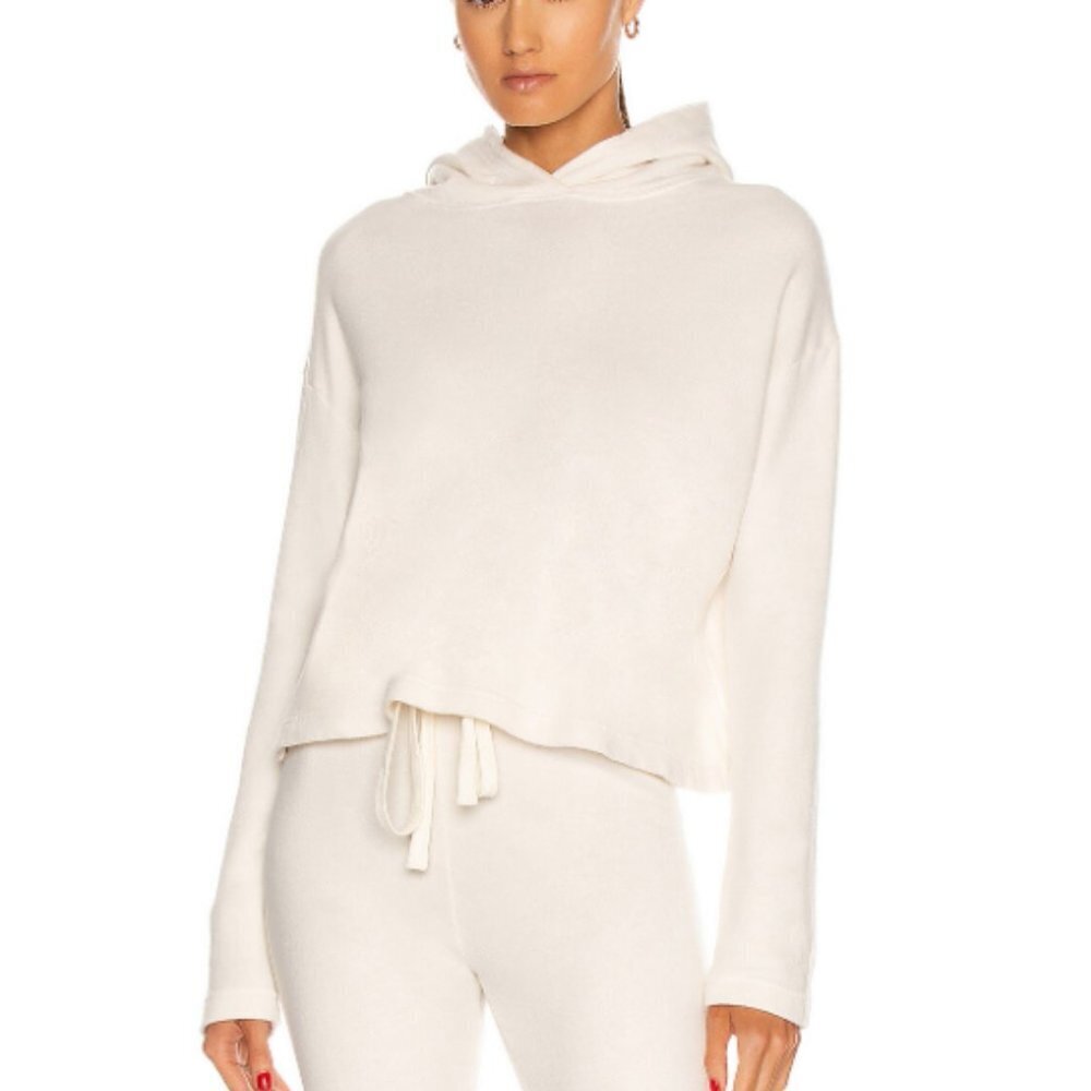 NWOT Enza Costa French Terry Cropped Hoodie size small in color unbleached